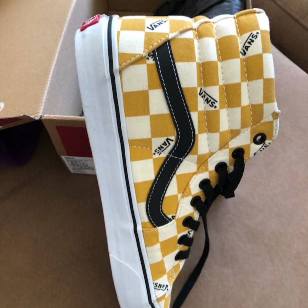 Vans big check yellow whit trim